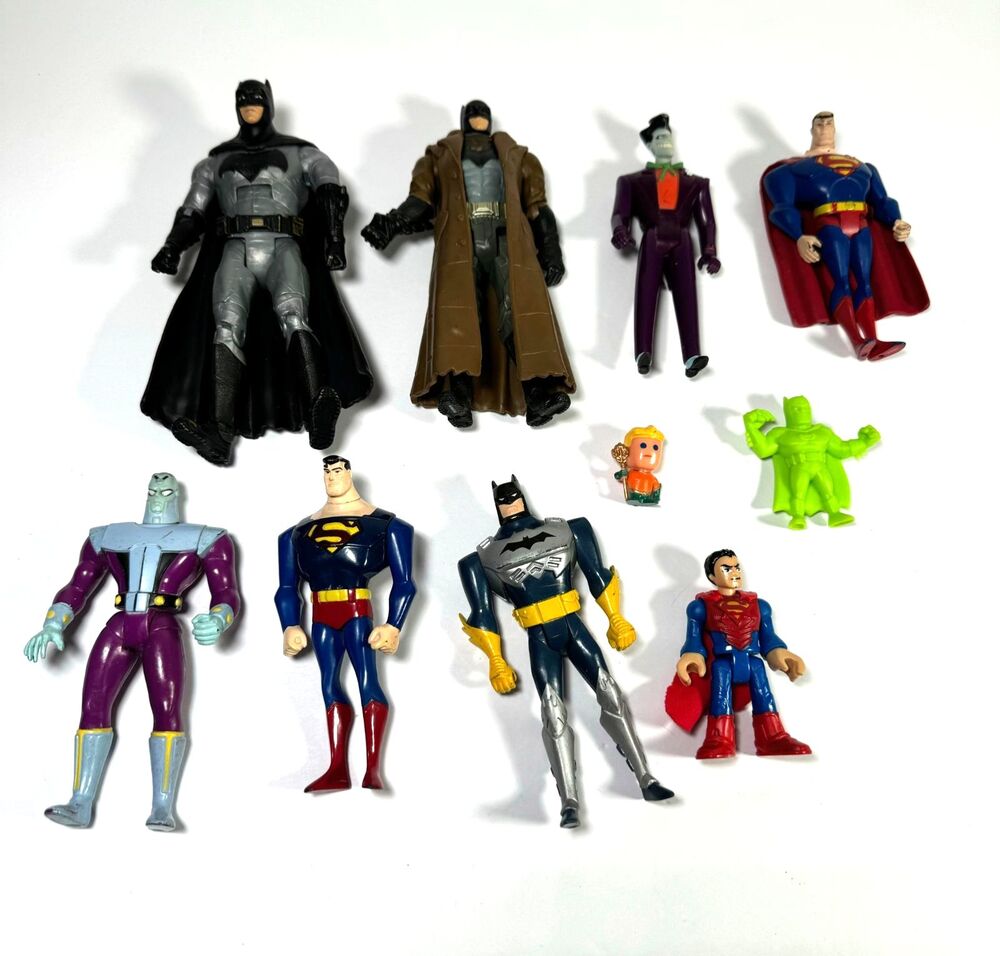 DC Comic Characters 3-4” Toy Figures - Batman Joker Riddler Etc Mixed Lot of 10